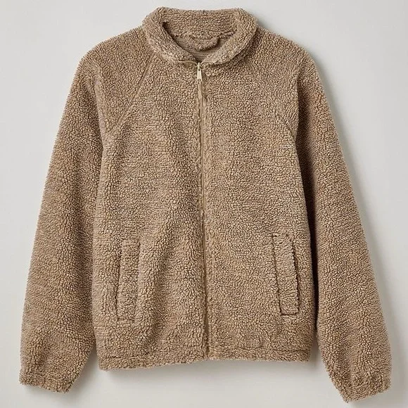 Retro BDG Raglan High Pile Fleece Mock Neck Full Zip Jacket